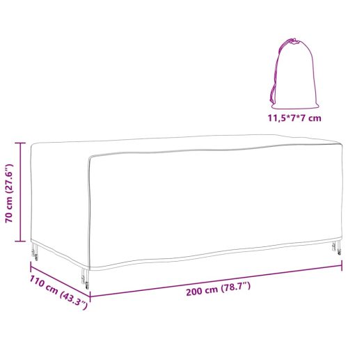  Kültéri bútorhuzat Fekete 200 x 110 x 70 cm 210D