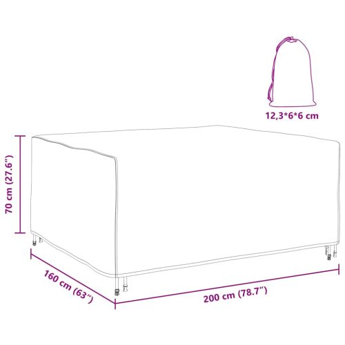  Kültéri bútorhuzat Fekete 200 x 160 x 70 cm 420D