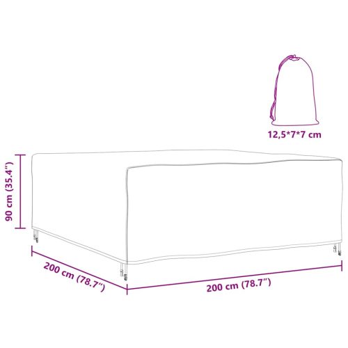  Kültéri bútorhuzat Fekete 200 x 200 x 90 cm 210D