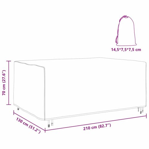  Kültéri bútorhuzat Fekete 210 x 130 x 70 cm 420D