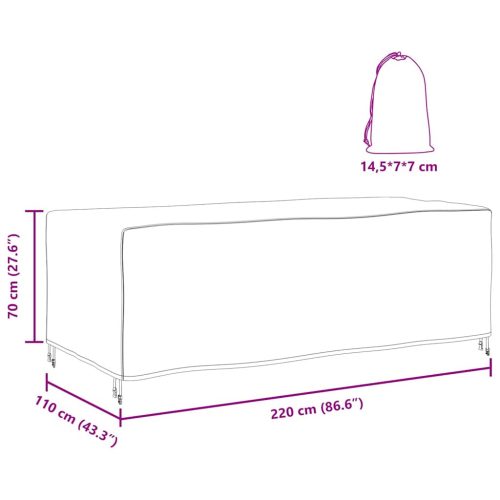  Kültéri bútorhuzat Fekete 220 x 110 x 70 cm 210D