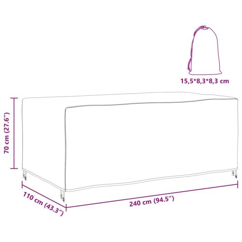  Kültéri bútorhuzat Fekete 240 x 110 x 70 cm 210D