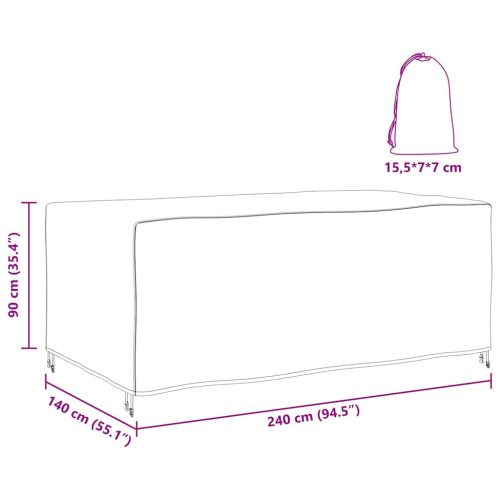  Kültéri bútorhuzat Fekete 240 x 140 x 90 cm 420D