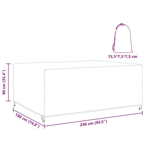  Kültéri bútorhuzat Fekete 240 x 190 x 90 cm 600D