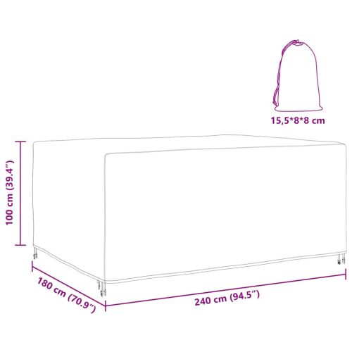  Kültéri bútorhuzat Fekete 240 x 180 x 100 cm 420D