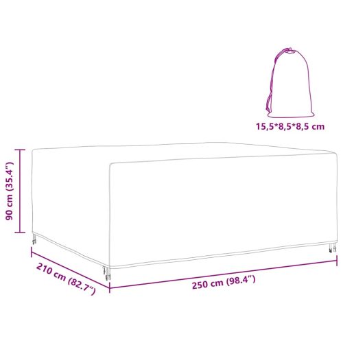  Kültéri bútorhuzat Fekete 250 x 210 x 90 cm 420D