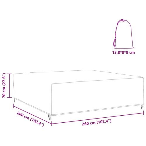  Kültéri bútorhuzat Fekete 260 x 260 x 70 cm 210D