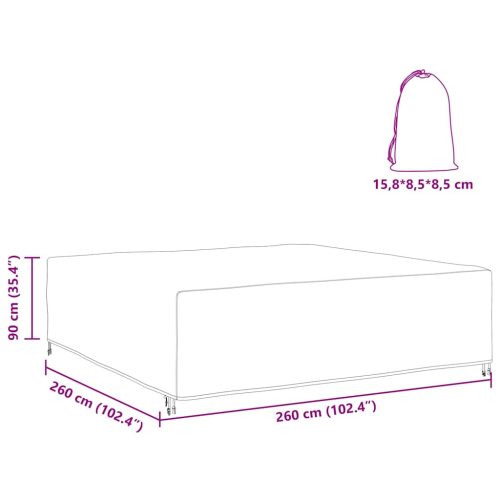  Kültéri bútorhuzat Fekete 260 x 260 x 90 cm 210D