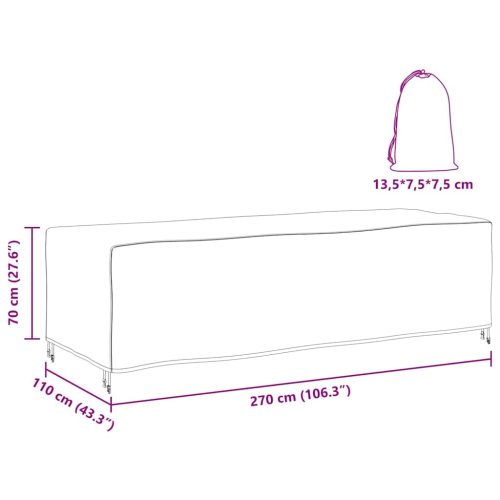  Kültéri bútorhuzat Fekete 270 x 110 x 70 cm 420D