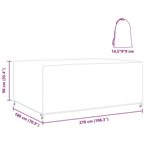  Kültéri bútorhuzat Fekete 270 x 180 x 90 cm 210D