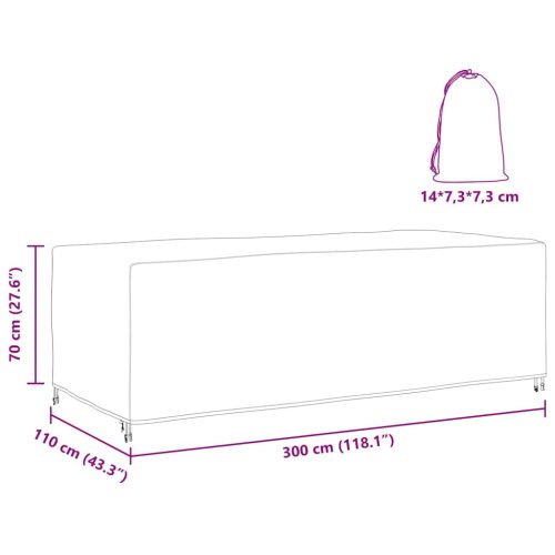  Kültéri bútorhuzat Fekete 300 x 110 x 70 cm 210D