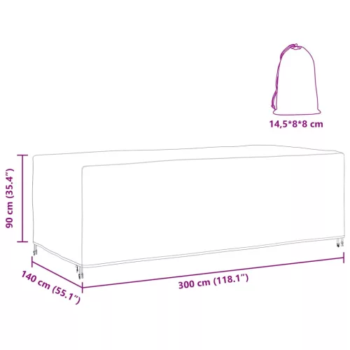  Kültéri bútorhuzat Fekete 300 x 140 x 90 cm 600D