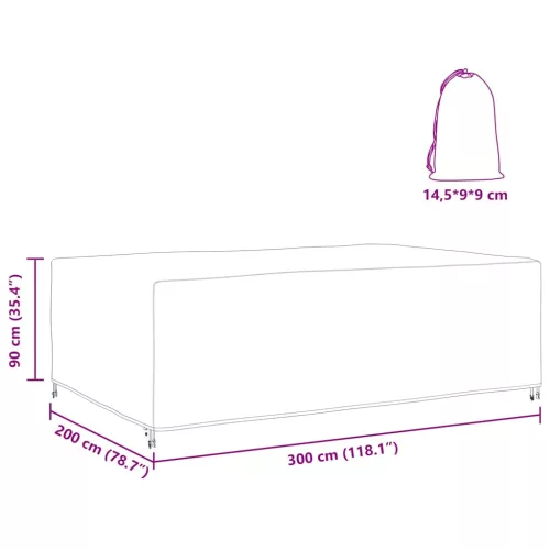  Kültéri bútorhuzat Fekete 300 x 200 x 90 cm 210D