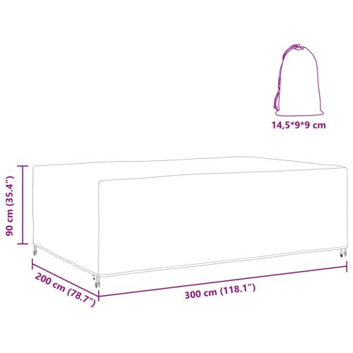  Kültéri bútorhuzat Fekete 300 x 200 x 90 cm 600D