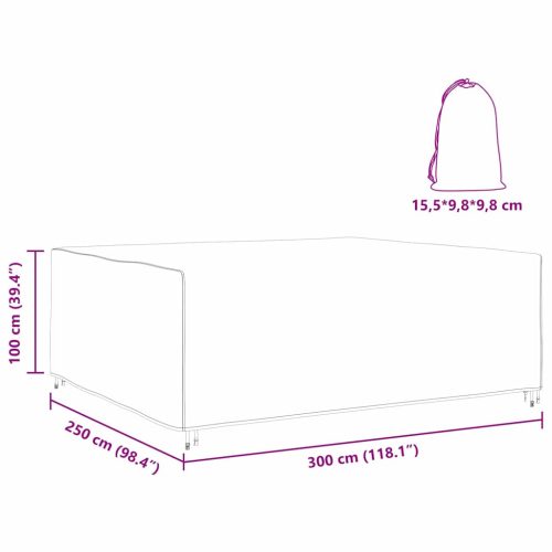  Kültéri bútorhuzat Fekete 300 x 250 x 100 cm 600D