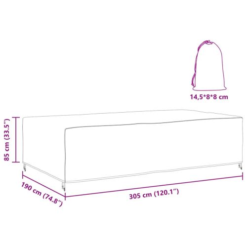  Kültéri bútorhuzat Fekete 305 x 190 x 85 cm 210D