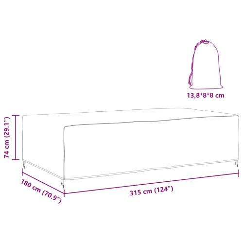  Kültéri bútorhuzat Fekete 315 x 180 x 74 cm 210D