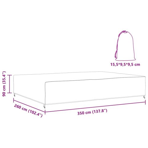  Kültéri bútorhuzat Fekete 350 x 260 x 90 cm 600D