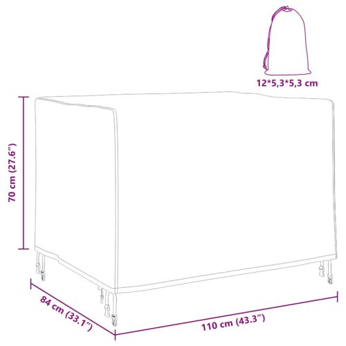  Kültéri bútorhuzat Fekete 110 x 84 x 70 cm 600D Oxford Szövet