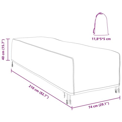  Kültéri bútorhuzat 210 x 74 x 40 cm 420D Oxford Szövet