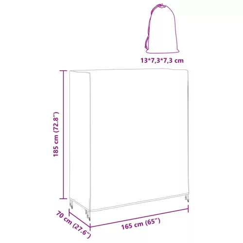  Kültéri bútorhuzat 165 x 70 x 185 cm 210D Oxford Szövet