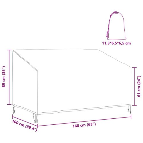  Kerti Pad Borító Fekete 160 x 100 x 61 / 89 cm 210D szövet