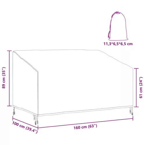  Kerti Pad Borító Fekete 160 x 100 x 61 / 89 cm 420D szövet