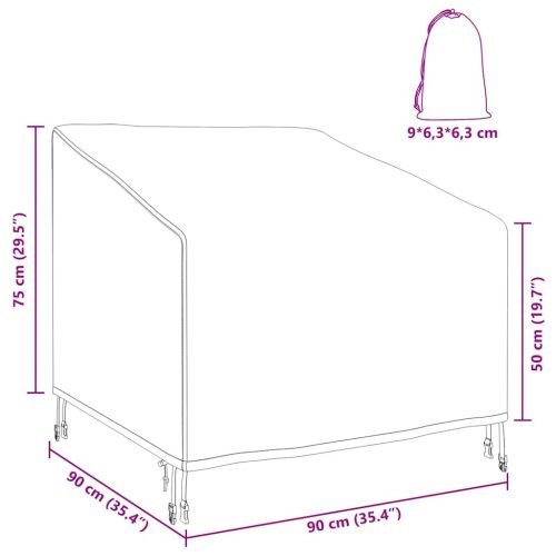  Kerti Szék Borító Fekete 90 x 90 x 50 / 75 cm 210D szövet