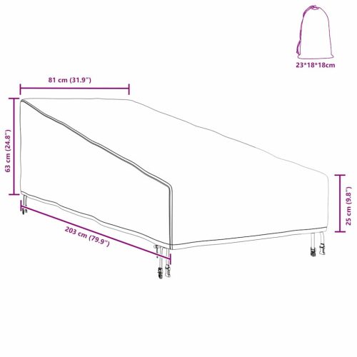  Kültéri bútor takaró Fekete 203 x 81 x 63 cm 210D oxford szövet