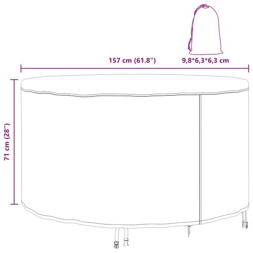  Kültéri bútorhuzat Fekete 157 x 157 x 71 cm 210D szövet