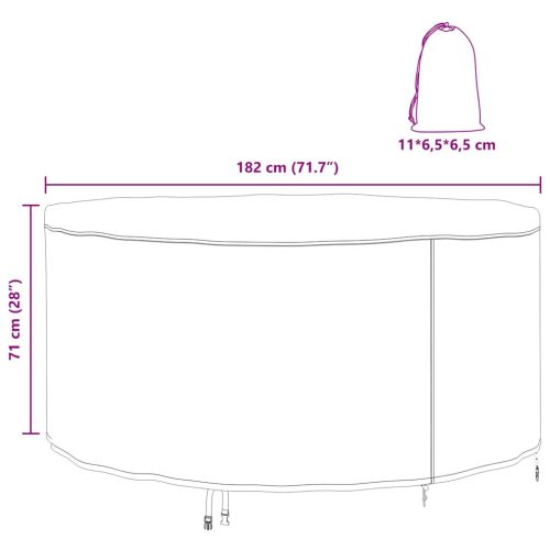 Kültéri bútorhuzat Fekete 182 x 182 x 71 cm 210D szövet