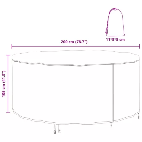  Kültéri bútorhuzat Fekete 200 x 200 x 105 cm 210D szövet