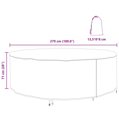  Kültéri bútorhuzat Fekete 279 x 279 x 71 cm 600D szövet