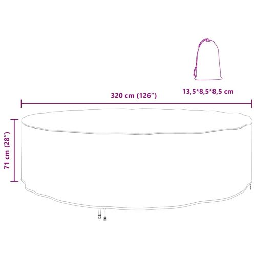  Kültéri bútorhuzat Fekete 320 x 320 x 71 cm 210D szövet