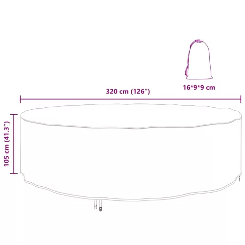  Kültéri bútorhuzat Fekete 320 x 320 x 105 cm 600D szövet