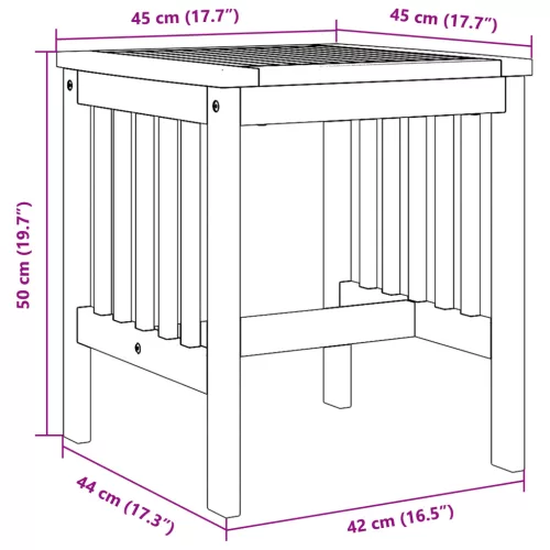  Kerti Oldalasztal Barna 45x45x50 cm Tömör Akácfából