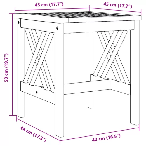  Kerti Oldalsó Asztal Barna 45x45x50 cm Tömör Akácfából