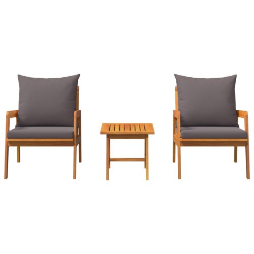  3 részes bistró szett párnákkal, tömör akácfából