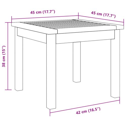  Oldalasztal 45x45x38 cm Tömör akácfából