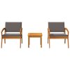  3 darabos bistro szett párnákkal, szilárd akácfából készült