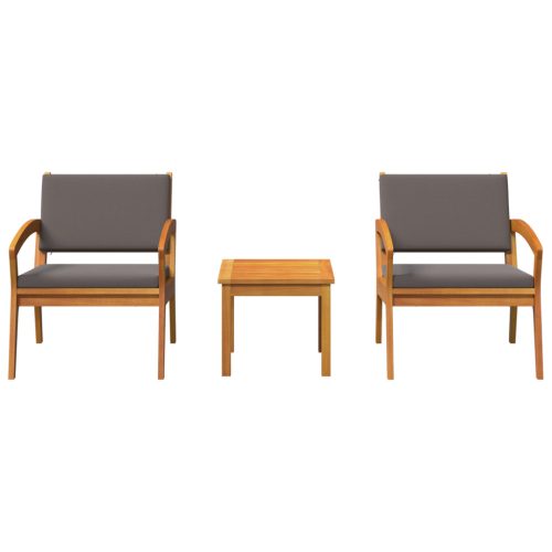  3 darabos bistro szett párnákkal, szilárd akácfából készült