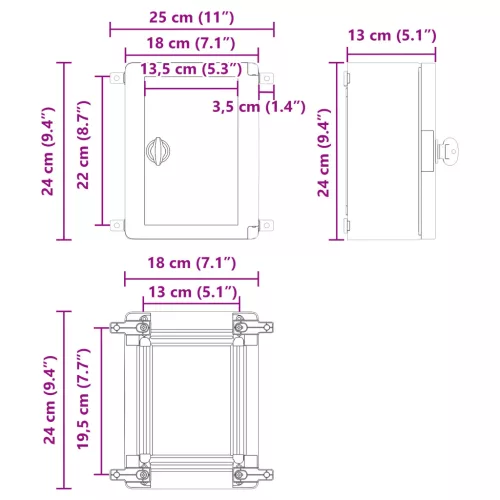  Vezérlőszekrény IP65 Vízálló Szürke 18x13x24 cm ABS Műanyag