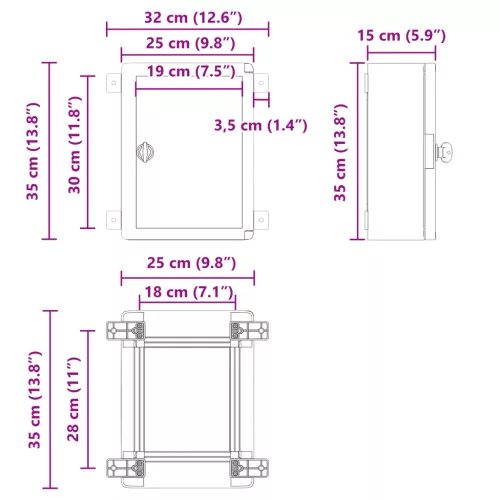  Vezérlőszekrény IP65 Vízálló Szürke 25x15x35 cm ABS Műanyag