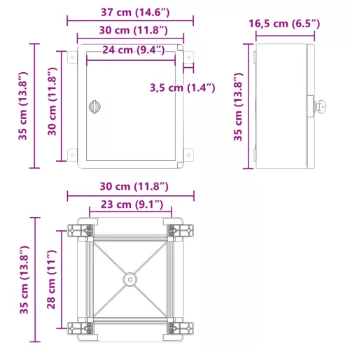  Vezérlőszekrény IP65 Vízálló Szürke 30x16,5x35 cm ABS Műanyag