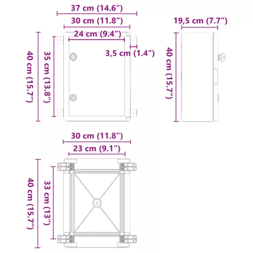  Vezérlőszekrény IP65 Vízálló Szürke 30x19,5x40 cm ABS Műanyag
