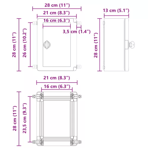  Vezérlőszekrény IP65 Vízálló Szürke 21x13x28 cm ABS Műanyag