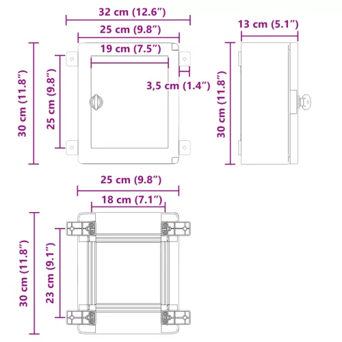  Vezérlőszekrény IP65 Vízálló Szürke 25x13x30 cm ABS Műanyag