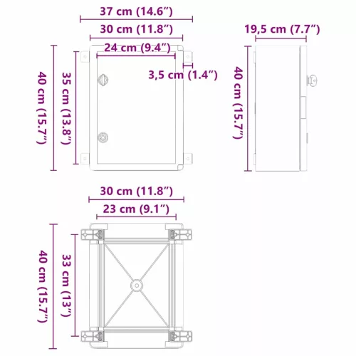  Vezérlőszekrény Szürke 37 x 19,5 x 40 cm ABS Műanyag