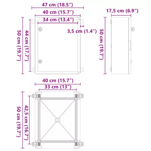  Vezérlő szekrény Fehér Műanyag 40 x 17.5 x 50 cm Tartós