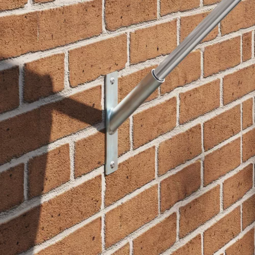  Zászlótartó 1 Zászlóhoz, Falra Rögzíthető, Ezüst Acél